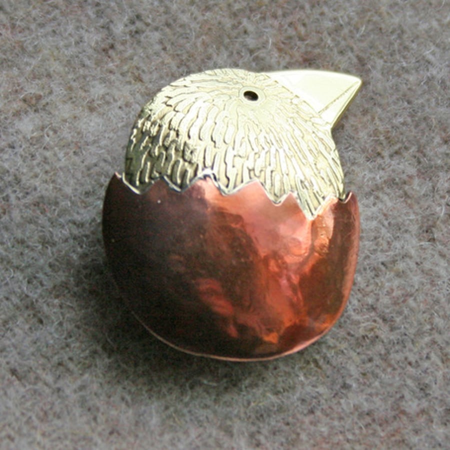 egg and chick brooch