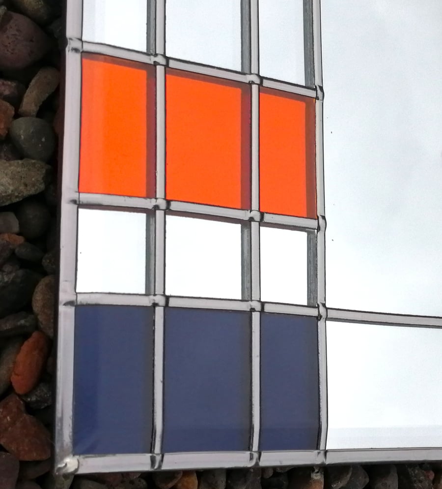 Art Deco Bars stained glass effect wall mirror 30cm square