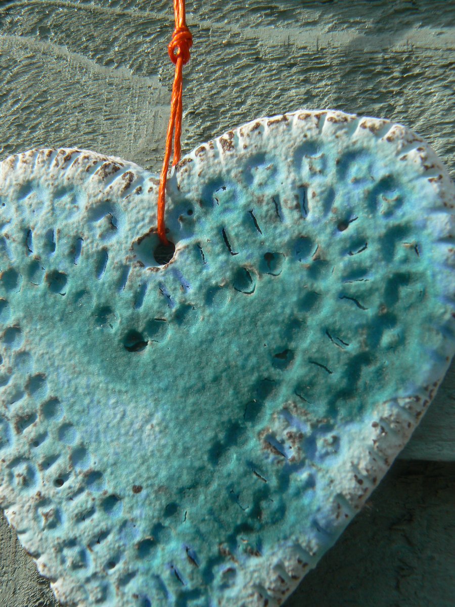 Driftwood and Ceramic Hanging Heart