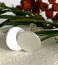 Small Silver Stud Earrings  - Handmade in UK imprinted with a leaf pattern - Image 2