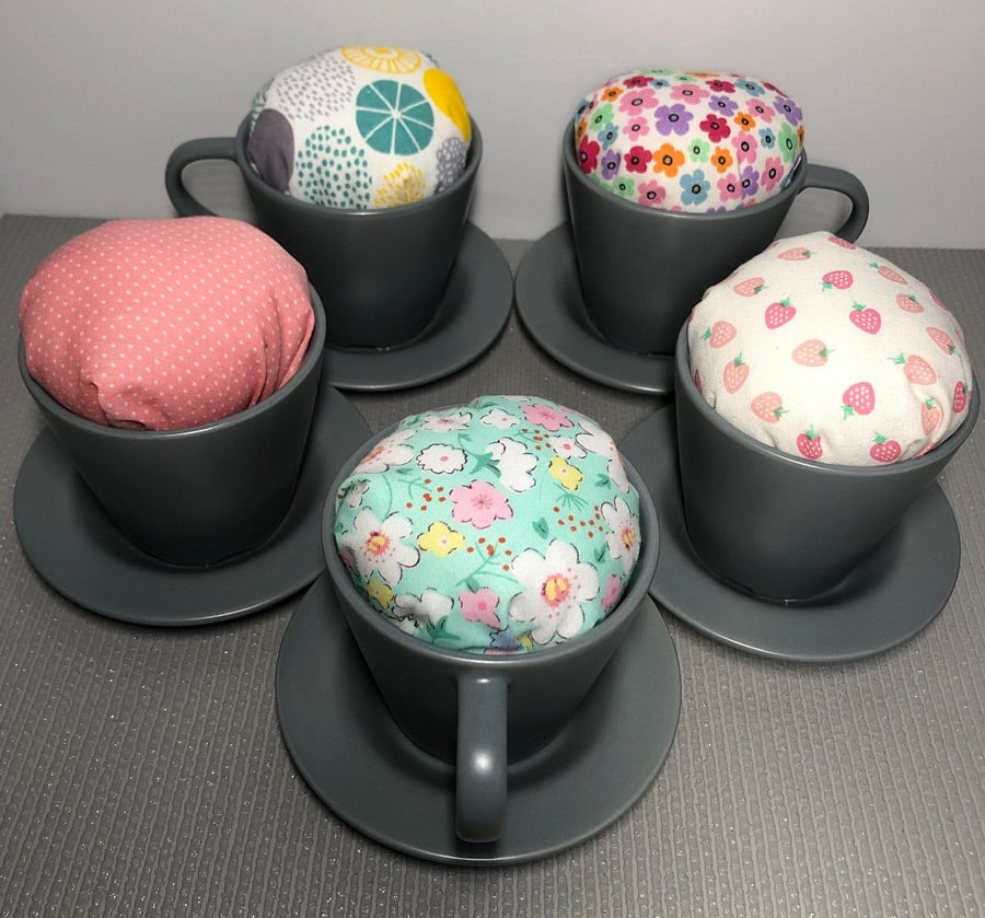 Tea Cup Pin Cushion (Available with thimble & pins)