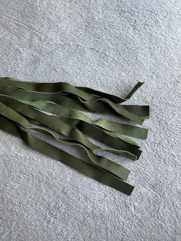 Military Green coloured slightly textured leather flogger - FREE SHIPPING