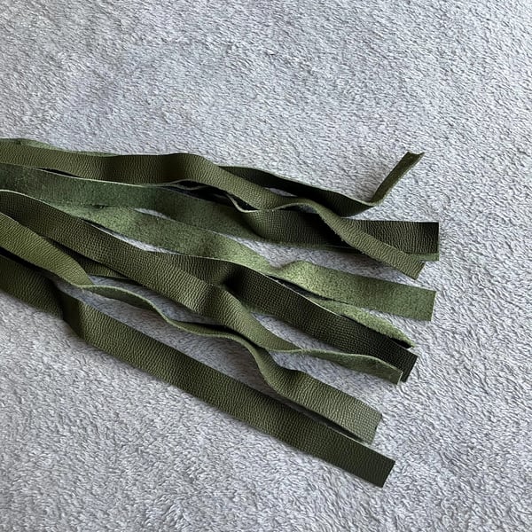 Military Green coloured slightly textured leather flogger - FREE SHIPPING