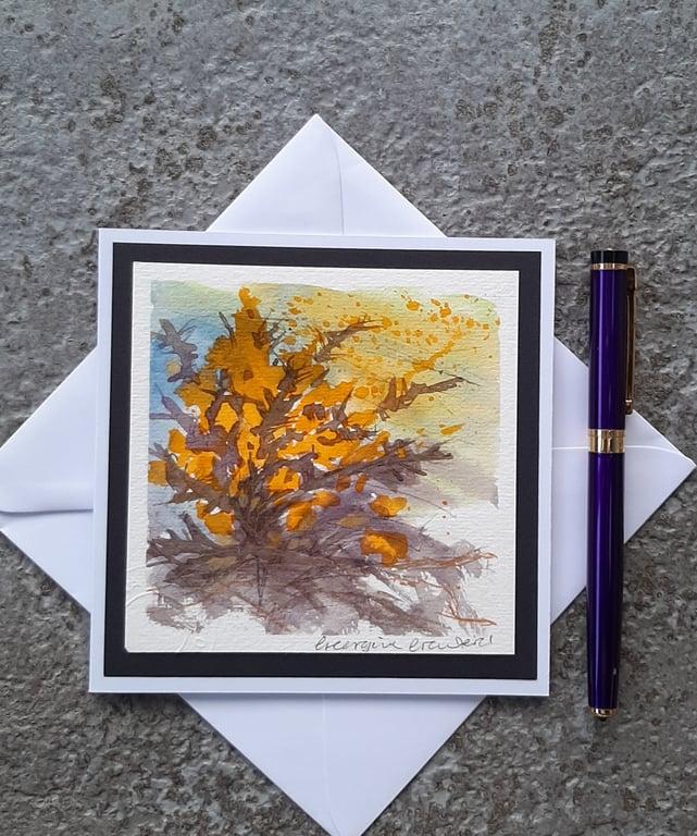 Gorse. Handpainted Blank Card. Letterbox Gift. Keepsake