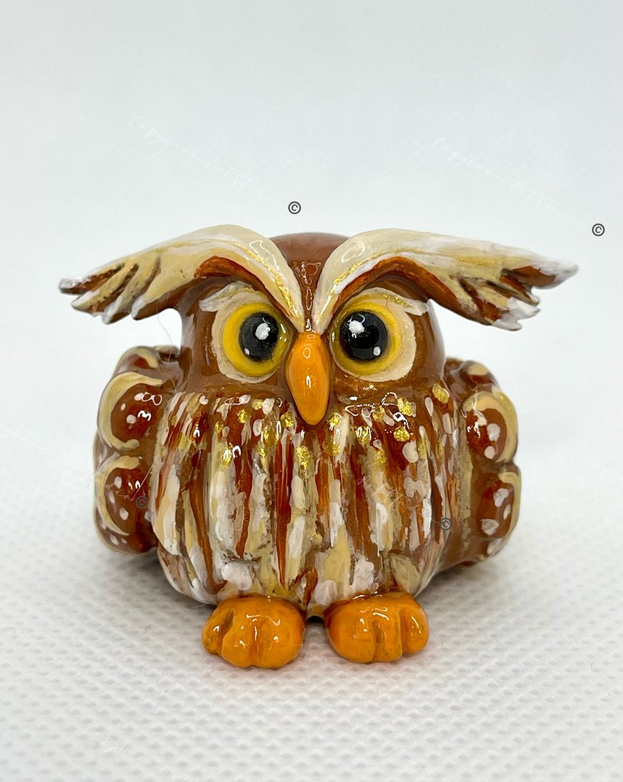 Clay Miniature Owl Collectable Sculpture, Free UK Delivery