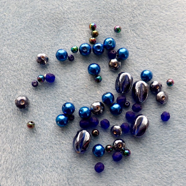 Dark blue bead assortment