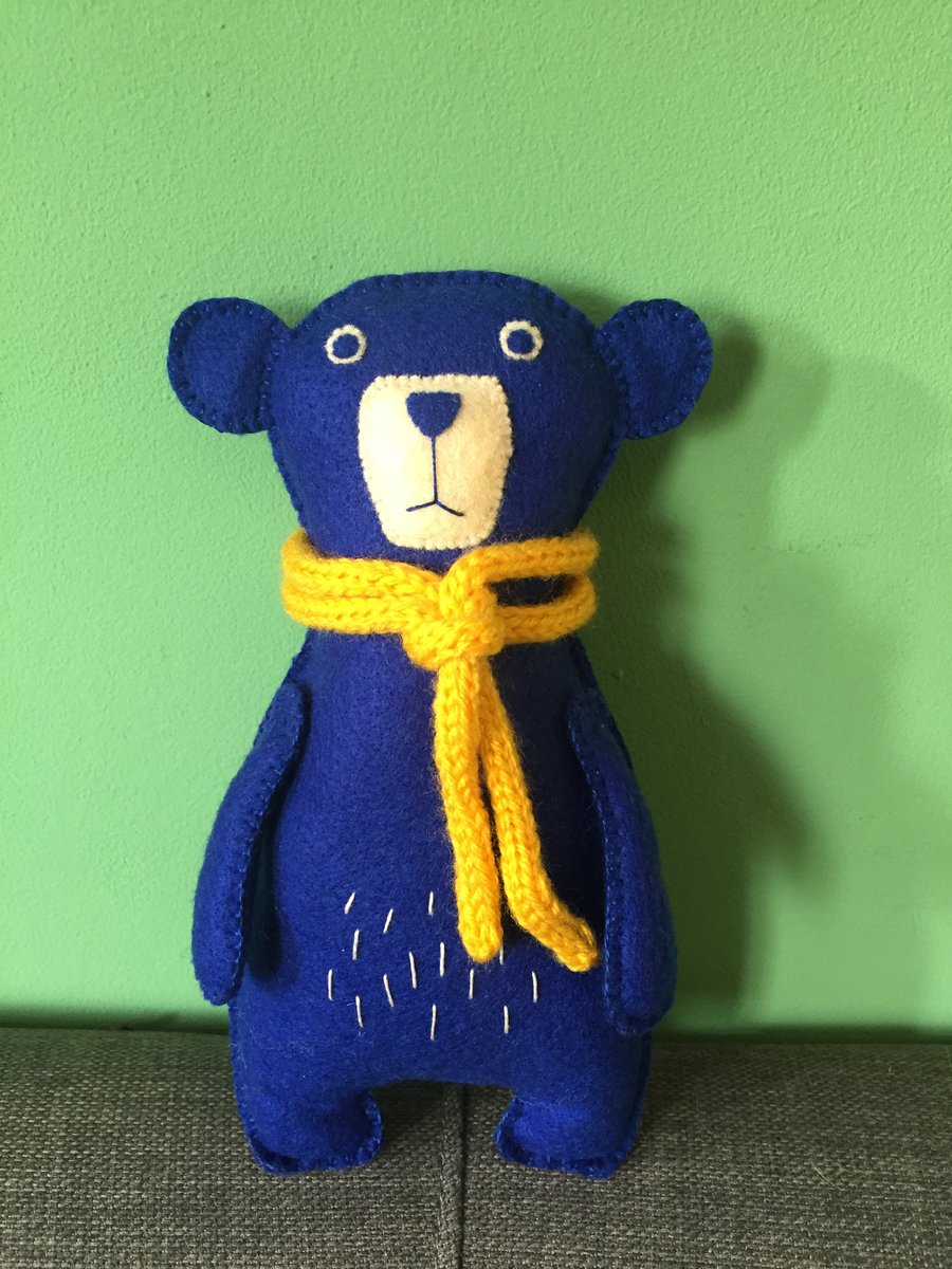 Blue felt teddy bear