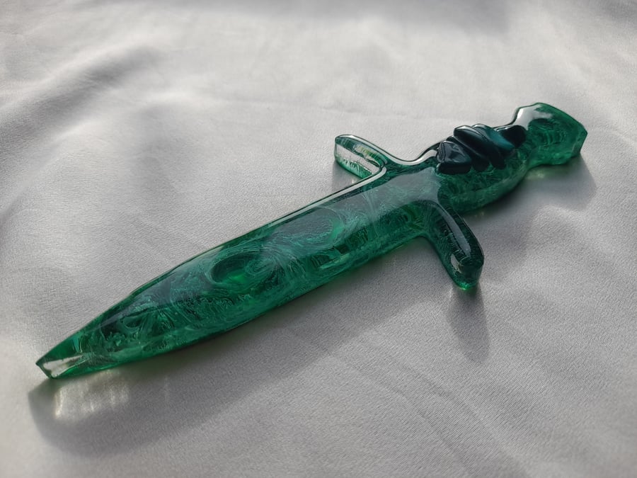 Small Decorative Symbolic Malachite Athame Dagger