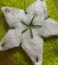 A star tree decoration, lime green and white with shiny metallic thread - Image 2