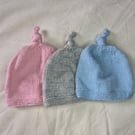 Handknitted Baby Topknot Hats
