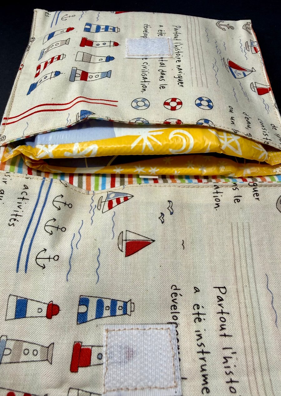 Discrete privacy pack with nautical cotton outer