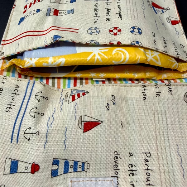 Discrete privacy pack with nautical cotton outer