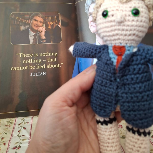Handmade crochet Julian.  BBC Ghosts.