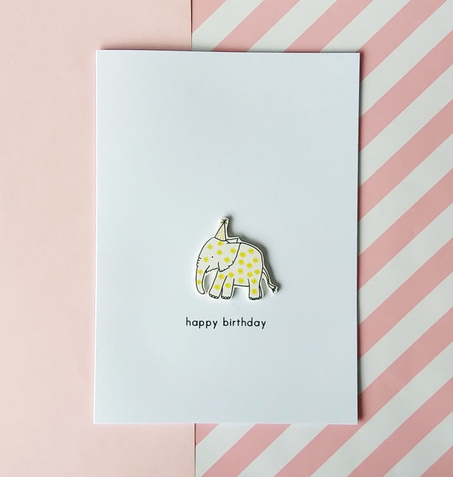 birthday card - floral elephant - handmade birthday card 