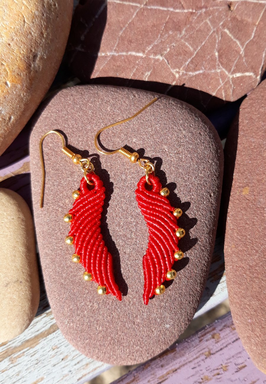 Macrame Angel Wing Earrings.
