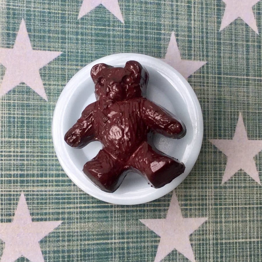 Upcycled Two Button Badge - Teddy