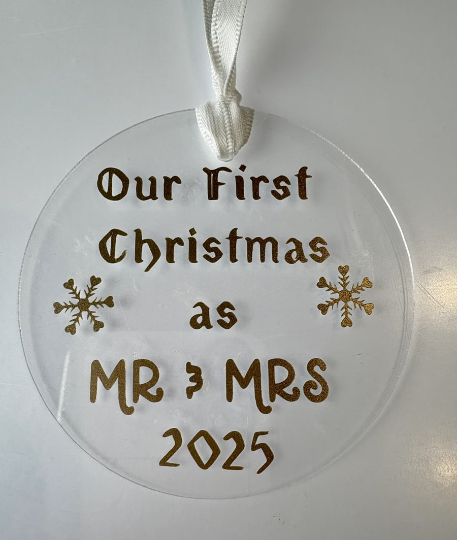 Our First Christmas as Mr & Mrs 2025 – Acrylic Christmas Ornament