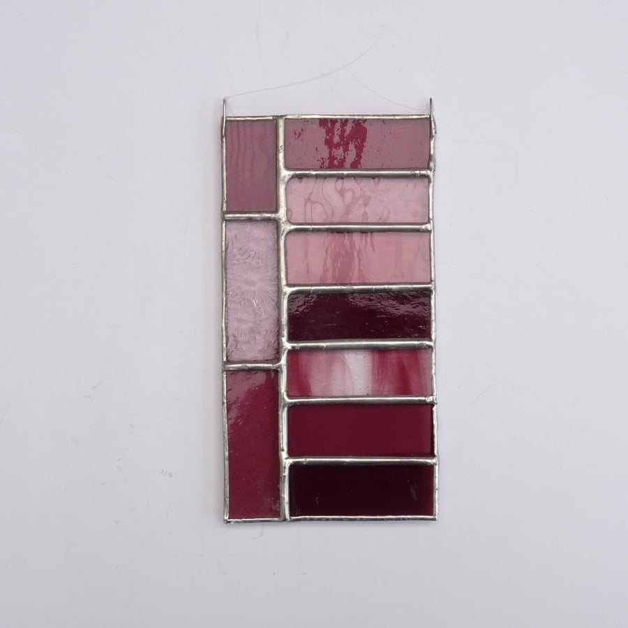 Stained Glass Panel Suncatcher  - Handmade Hanging Decoration - Pink
