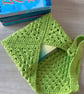 Granny Square Book Sleeve - Book Wrap - Apple Green Crocheted Book Sleeve