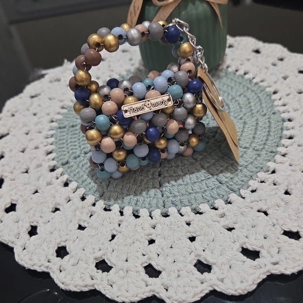 Handmade Beaded Mini Bag Charm - Multicolour  by NedkaHandmade