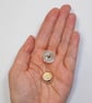 Gold faux metal and glass fancy shank buttons 16mm approximately. Pack of 8 - Image 5