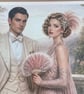 Beautiful and elegant Art Deco couple congratulations wedding card - Image 3