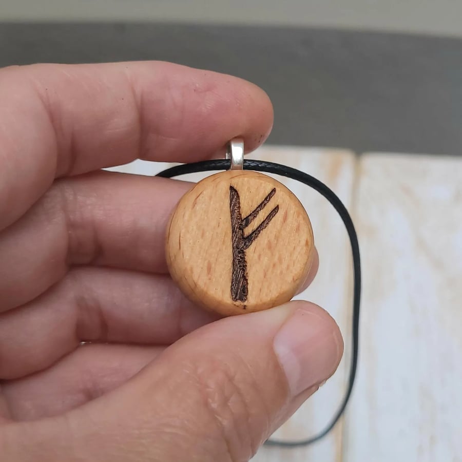 Fehu Rune Pendant Viking Rune of Wealth Necklace