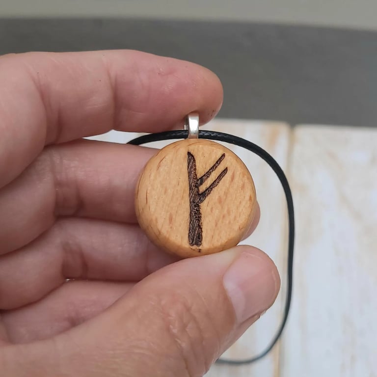 Fehu Rune Pendant Viking Rune of Wealth Necklace