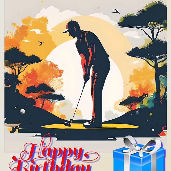 Golfer Birthday Greeting Card A5