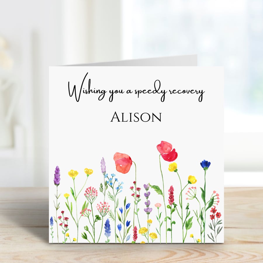Wishing you a speedy recovery, get well soon greetings card personalised