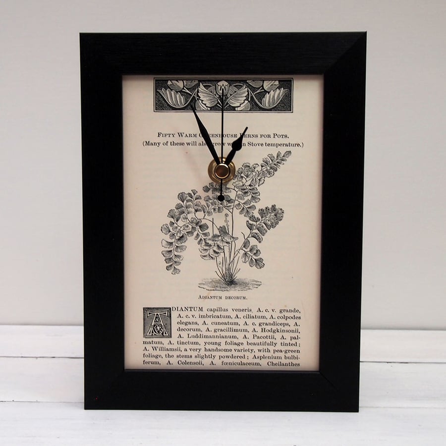 SALE Ferns & Fern Culture framed book page clock Victorian (1897)