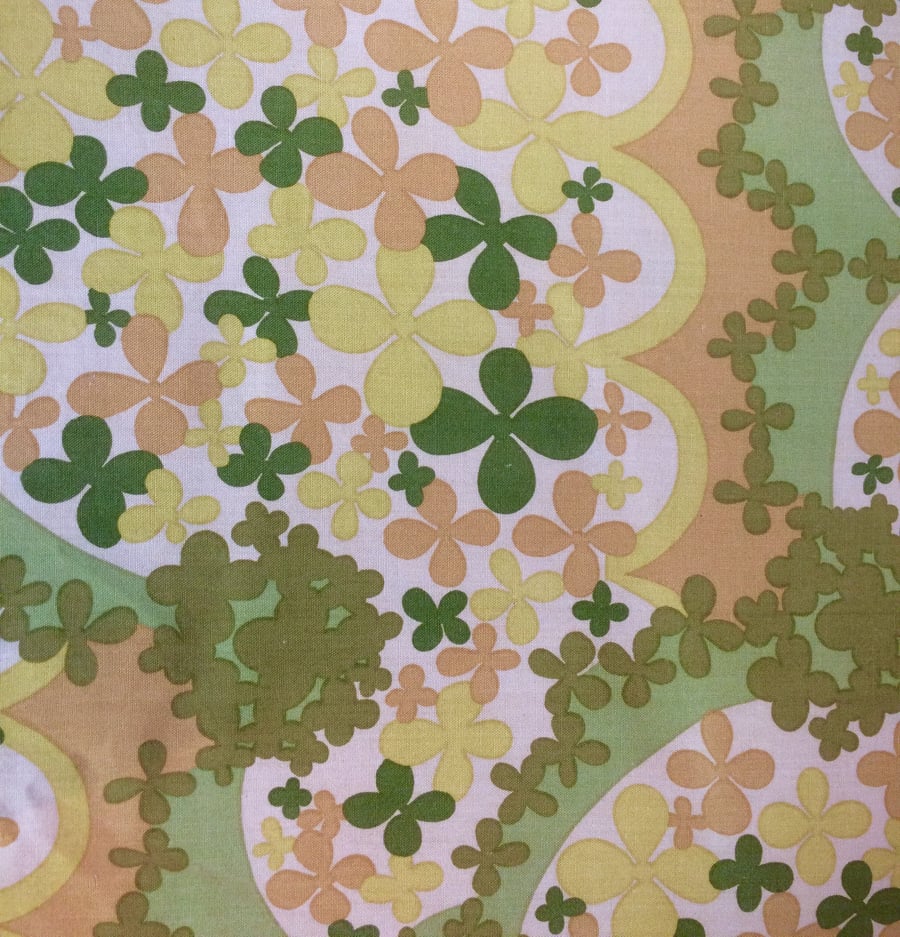 Sandy Green 60s 70s Flower Power Vintage Fabric Lampshade option 
