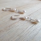 Sterling silver pearl and swarovski drop earrings