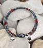 Red Agate and Haematite memory wire bangle