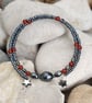 Red Agate and Haematite memory wire bangle - Image 1