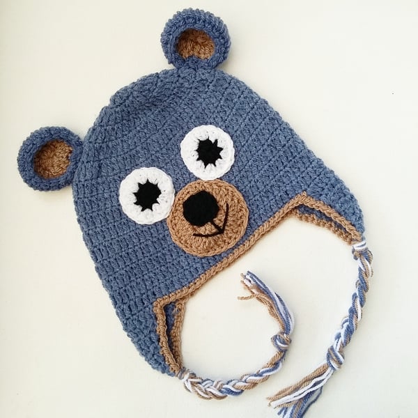2-4 years toddler children's blue bear hat, free postage!