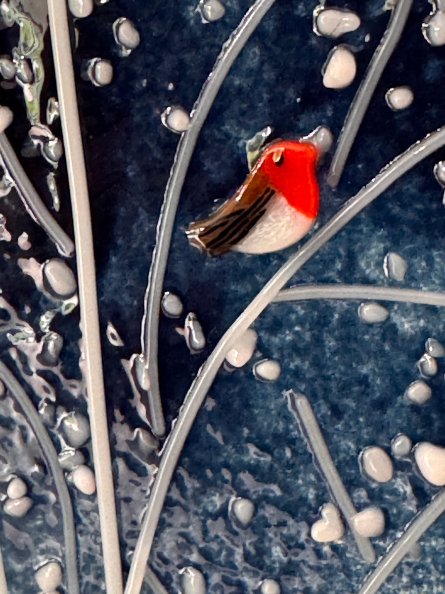 Handmade  winter scene glass tea light  holder 