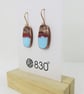 Enamel and Textured Rectangle Copper Dangle Drop Earrings - Image 3