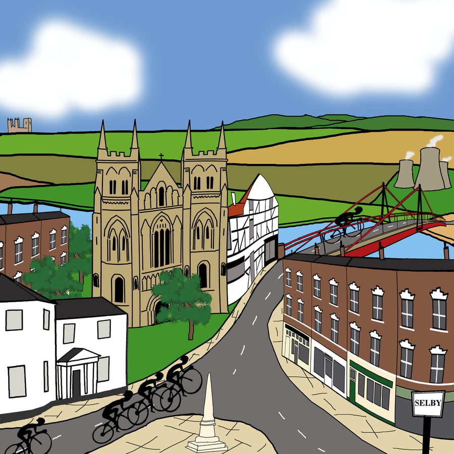 Selby cycling print inspired by Tour de Yorkshire