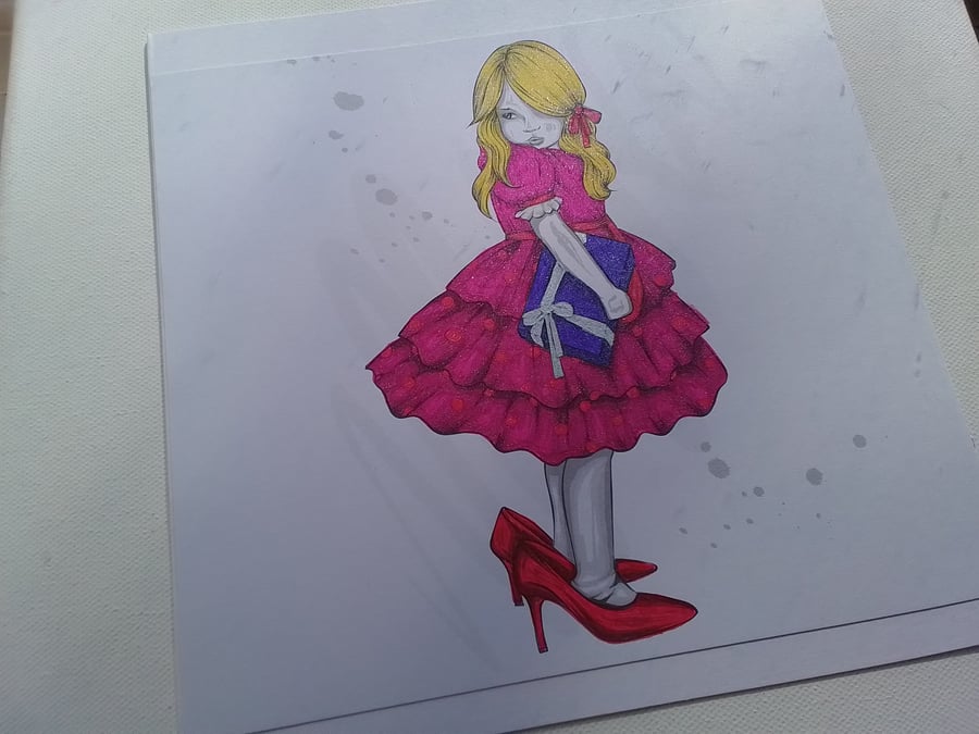 Birthday card. Sulky girl. Ref 269