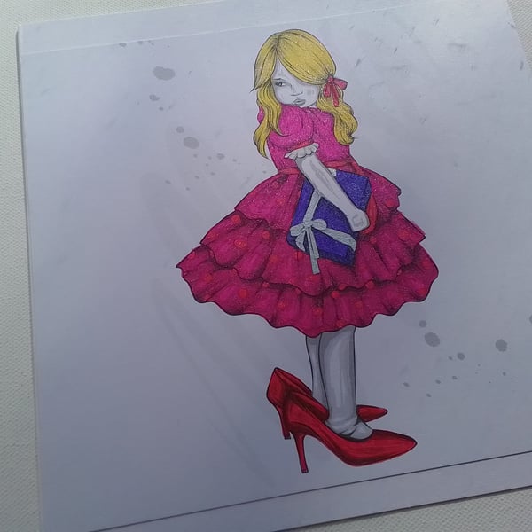 Birthday card. Sulky girl. Ref 269