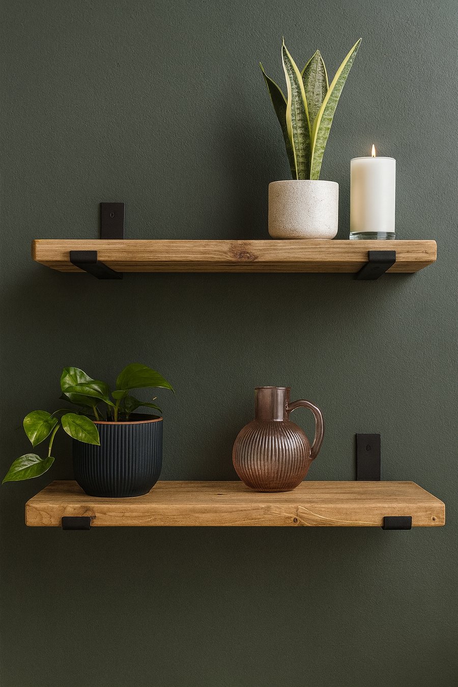 Rustic Reclaimed Timber Shelves with Heavy Duty Up Metal Brackets, Handmade 