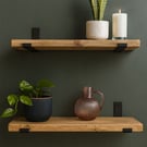 Rustic Reclaimed Timber Shelves with Heavy Duty Up Metal Brackets, Handmade 