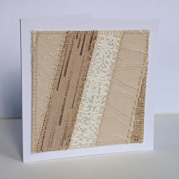 Christmas Card Muted Metallic Gold - upcycled textile blank greeting card