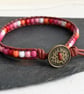 Lesbian flag coloured bead and leather bracelet, LGBTQ - Image 2