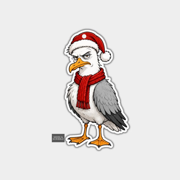Unique Funny Christmas Gift Tags For Adults, 6pk - Grumpy Seagull Standing 