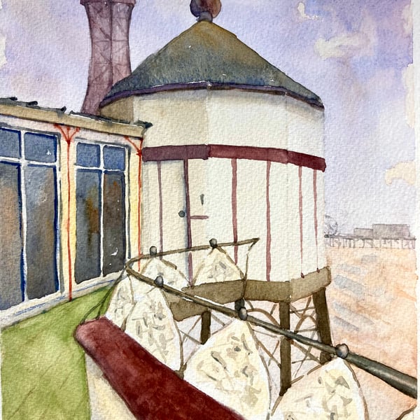 Blackpool skyline from The North Pier original watercolour painting 