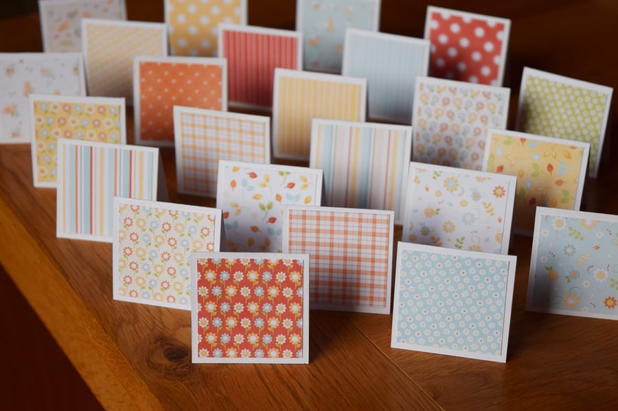 24 Mini Note Cards, Twinchies Blank Note Cards & Envelopes, Bright Patterns
