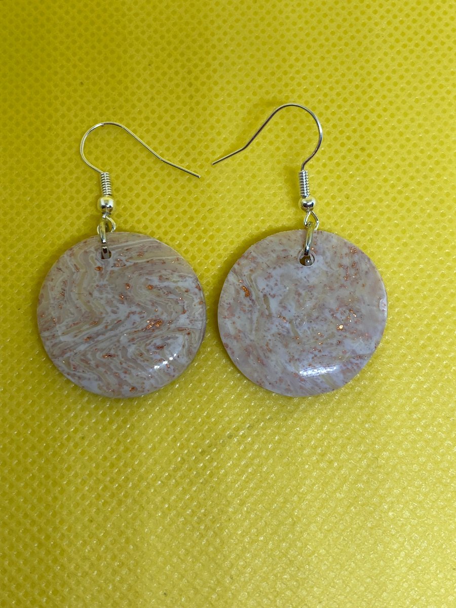 2.5cm Circle Disc Polymer Clay Earrings