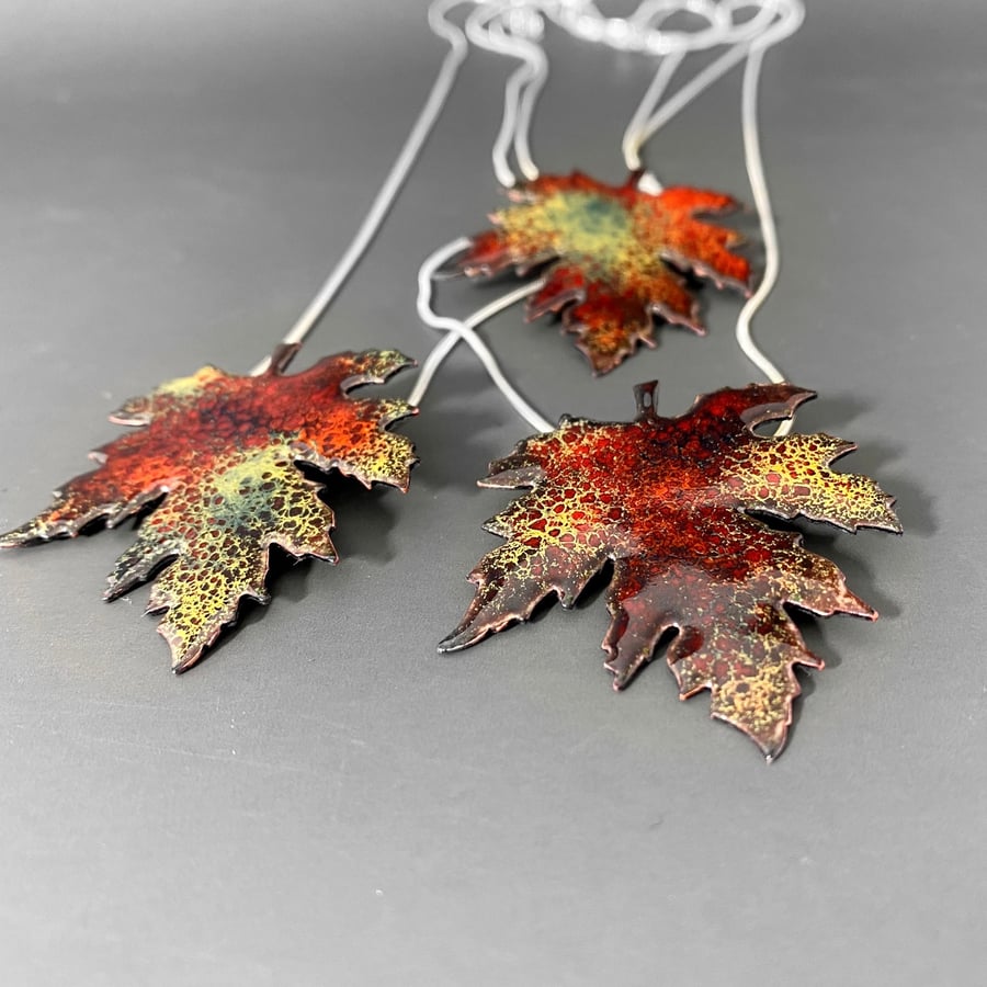 Enamel Leaf Pendant